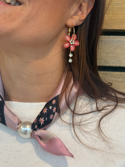 Foulard aimant rose flore