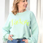 Sweat "J'adore" vert eau