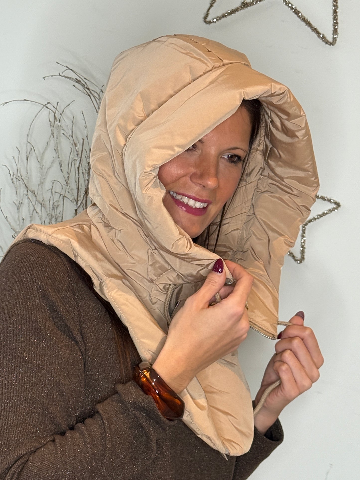 Cagoule doudoune Diana camel