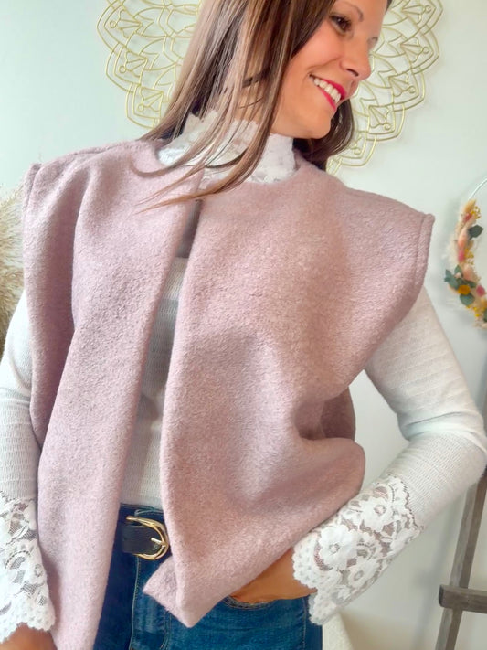 Gilet Marius rose poudre