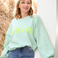 Sweat "J'adore" vert eau