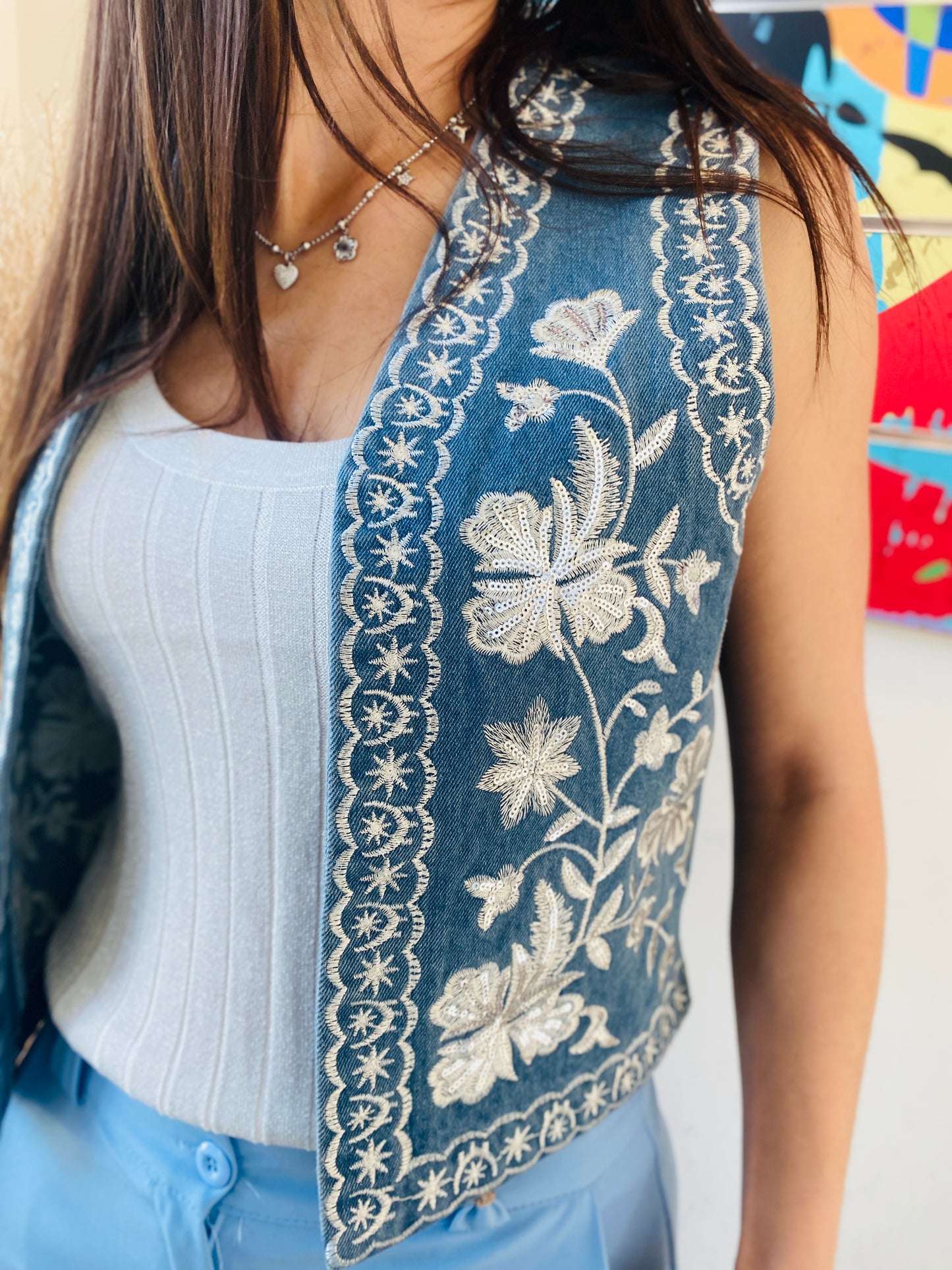 Top Miléna blanc argenté