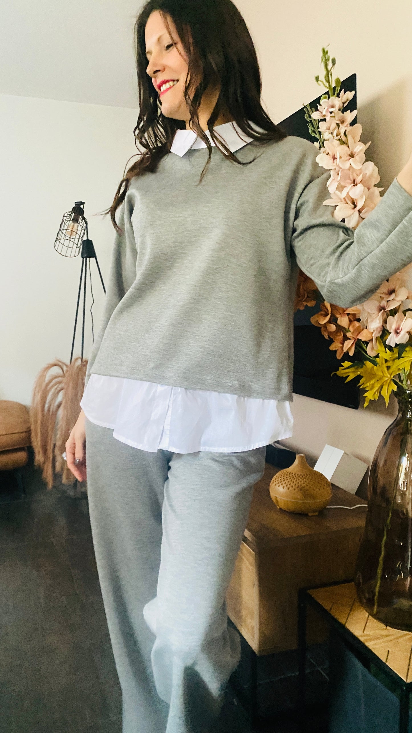 Pantalon BASILE gris chiné