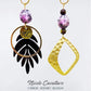 Boucle oreille Jaspe rose et feuille noire Nicole Cavallaro n°79