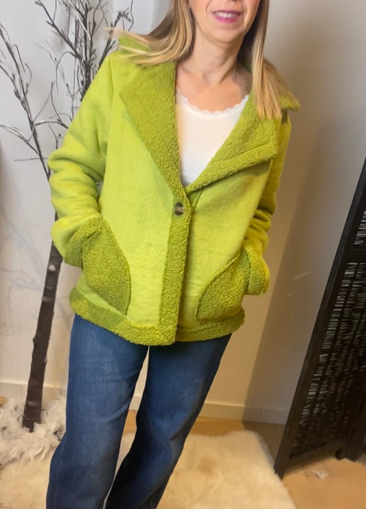 Manteau Filomene court vert anis