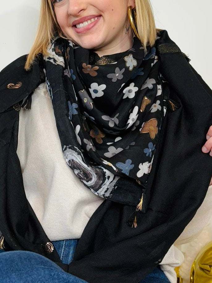 Foulard Pâquerette noir