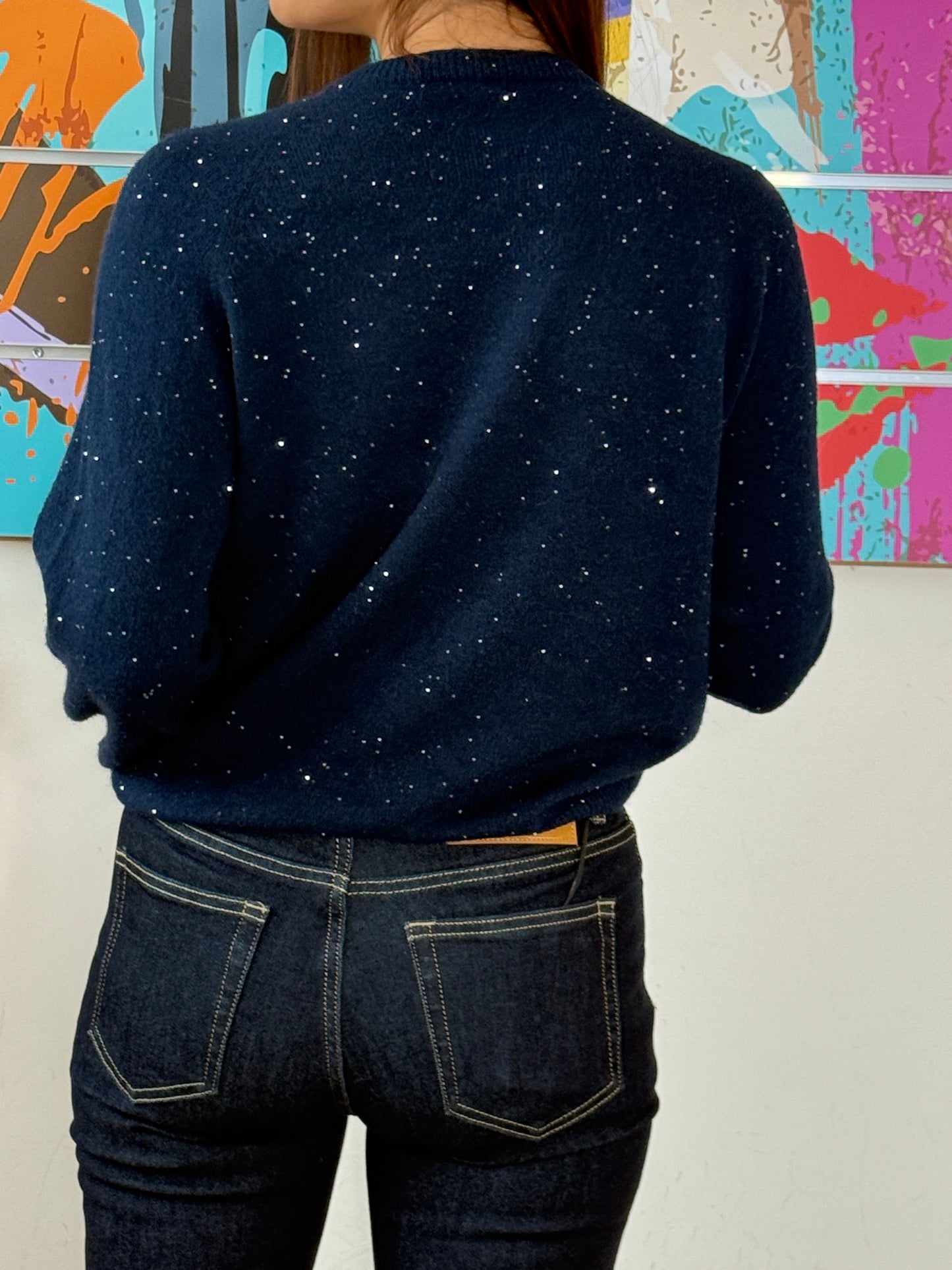 Pull Mira paillette bleu marine