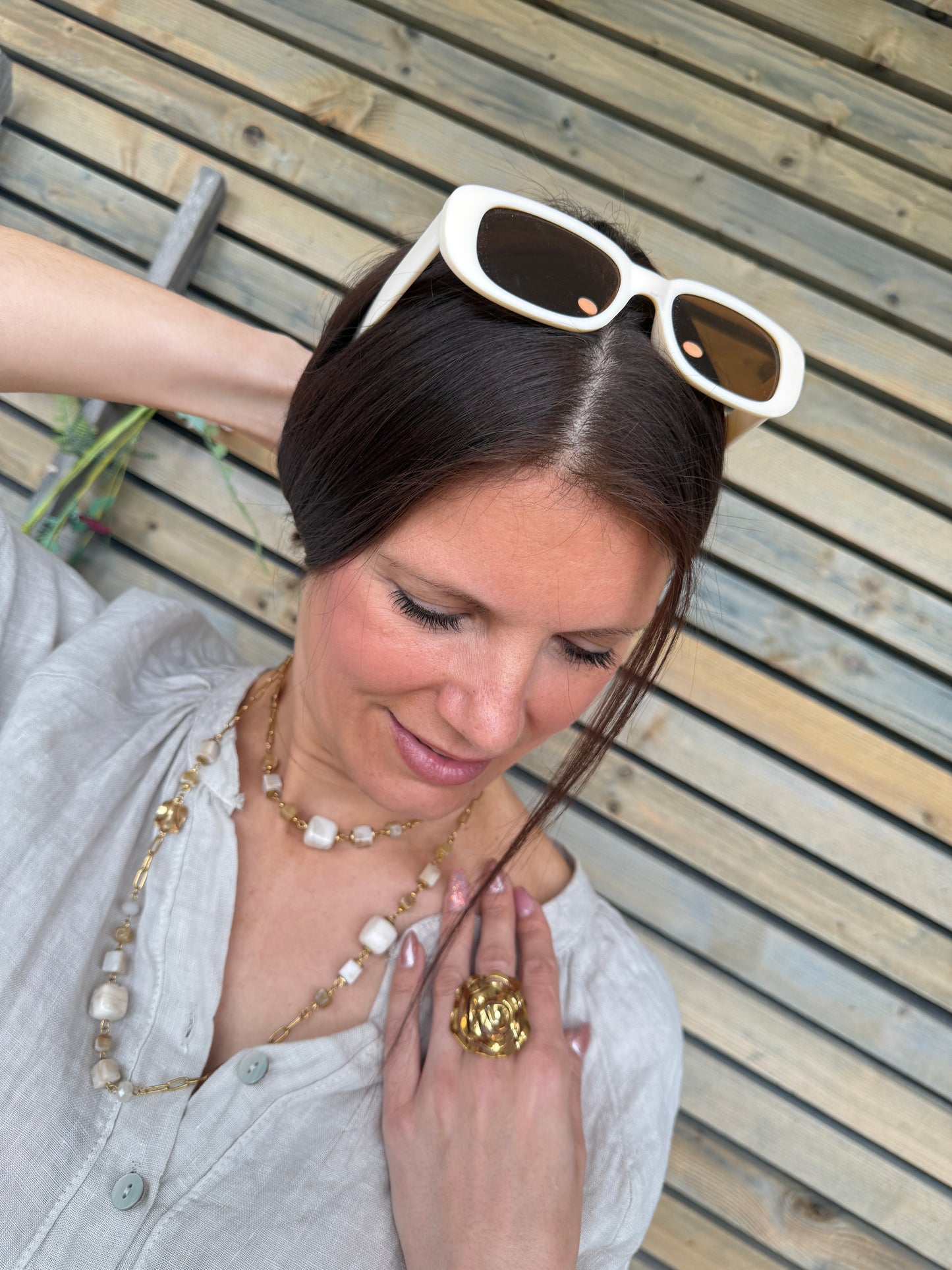 Lunettes de soleil Love Ibiza crème