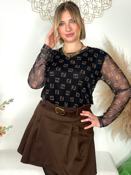 Jupe short Talia chocolat