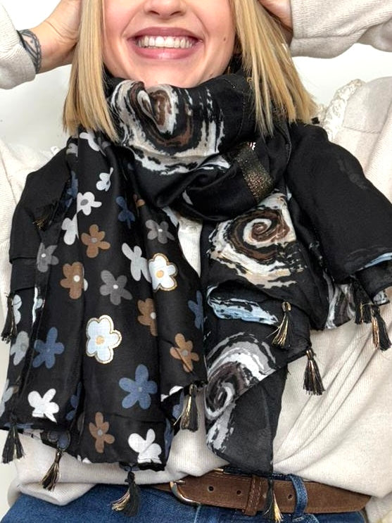 Foulard Pâquerette noir