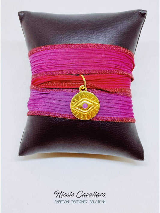 Bracelet de soie corail violet Nicole Cavallaro