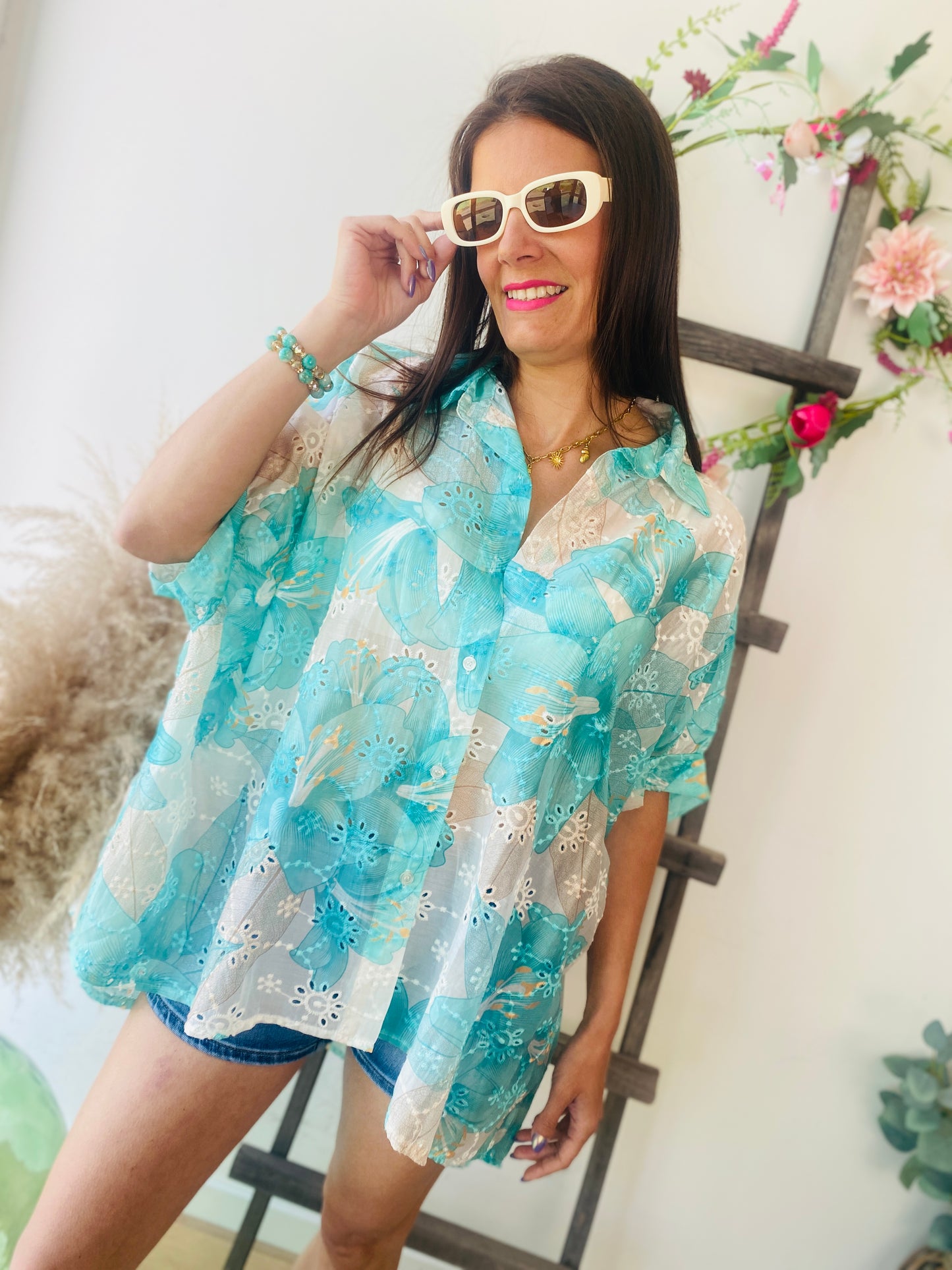 Chemisier Lilia turquoise