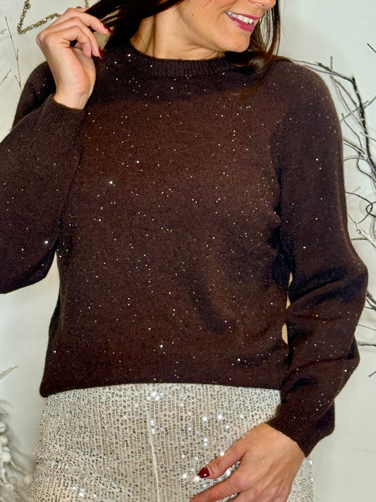 Pull Mira pailleté choco