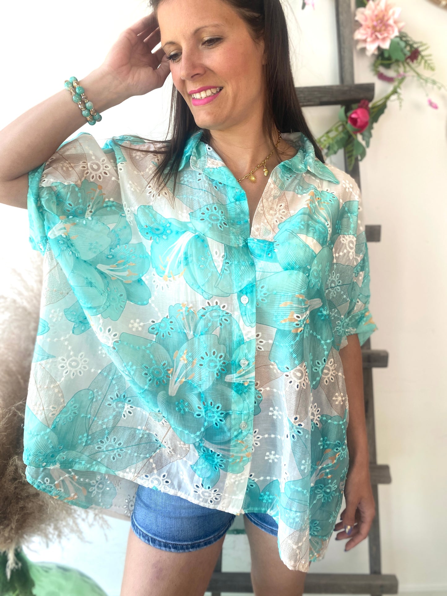 Chemisier Lilia turquoise