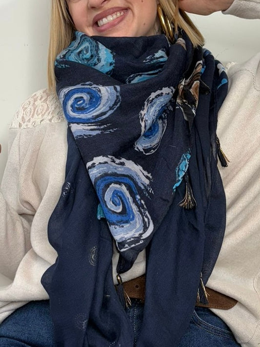 Foulard Pâquerette bleu marine