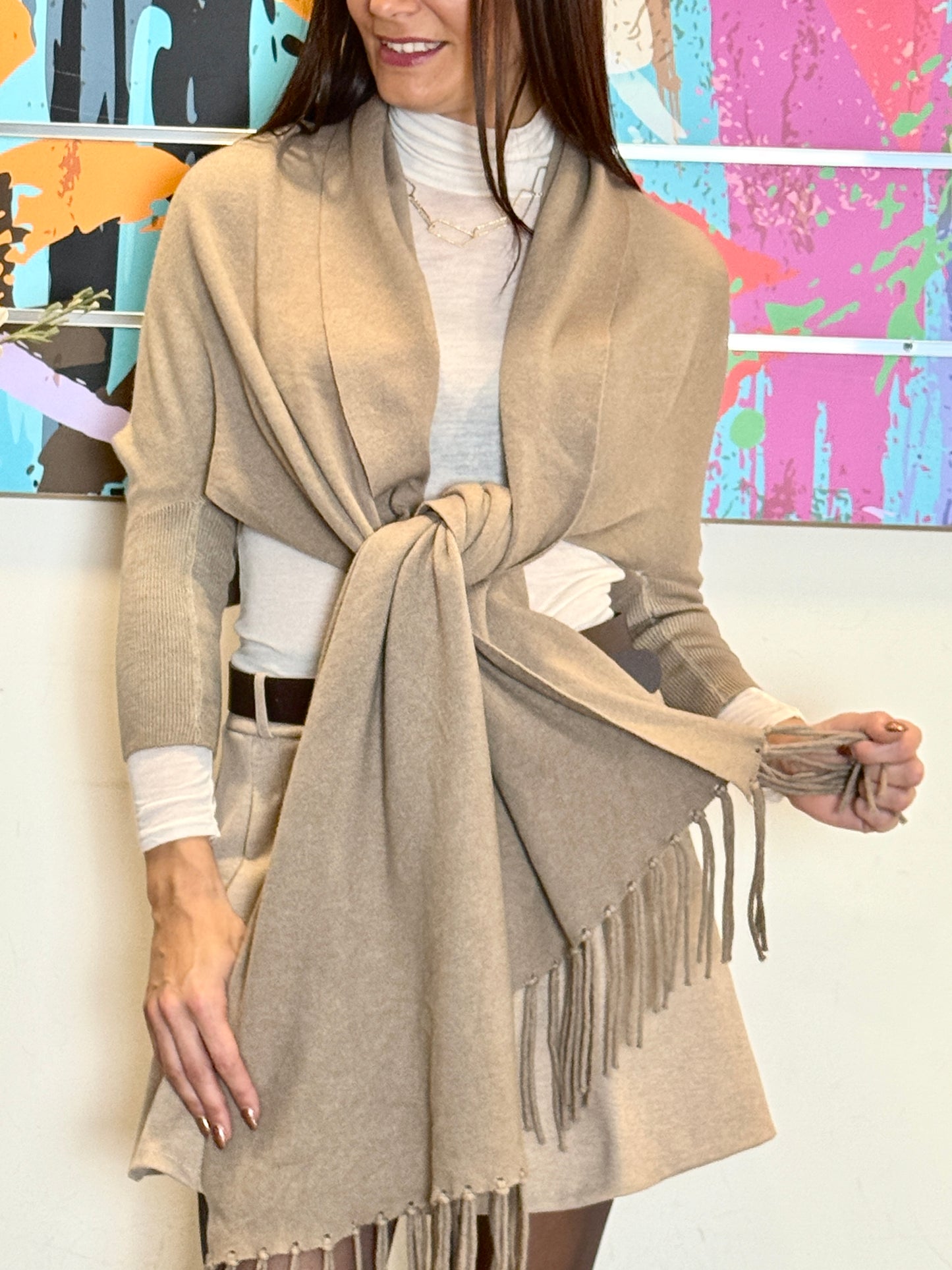 Gilet châle Maissane taupe