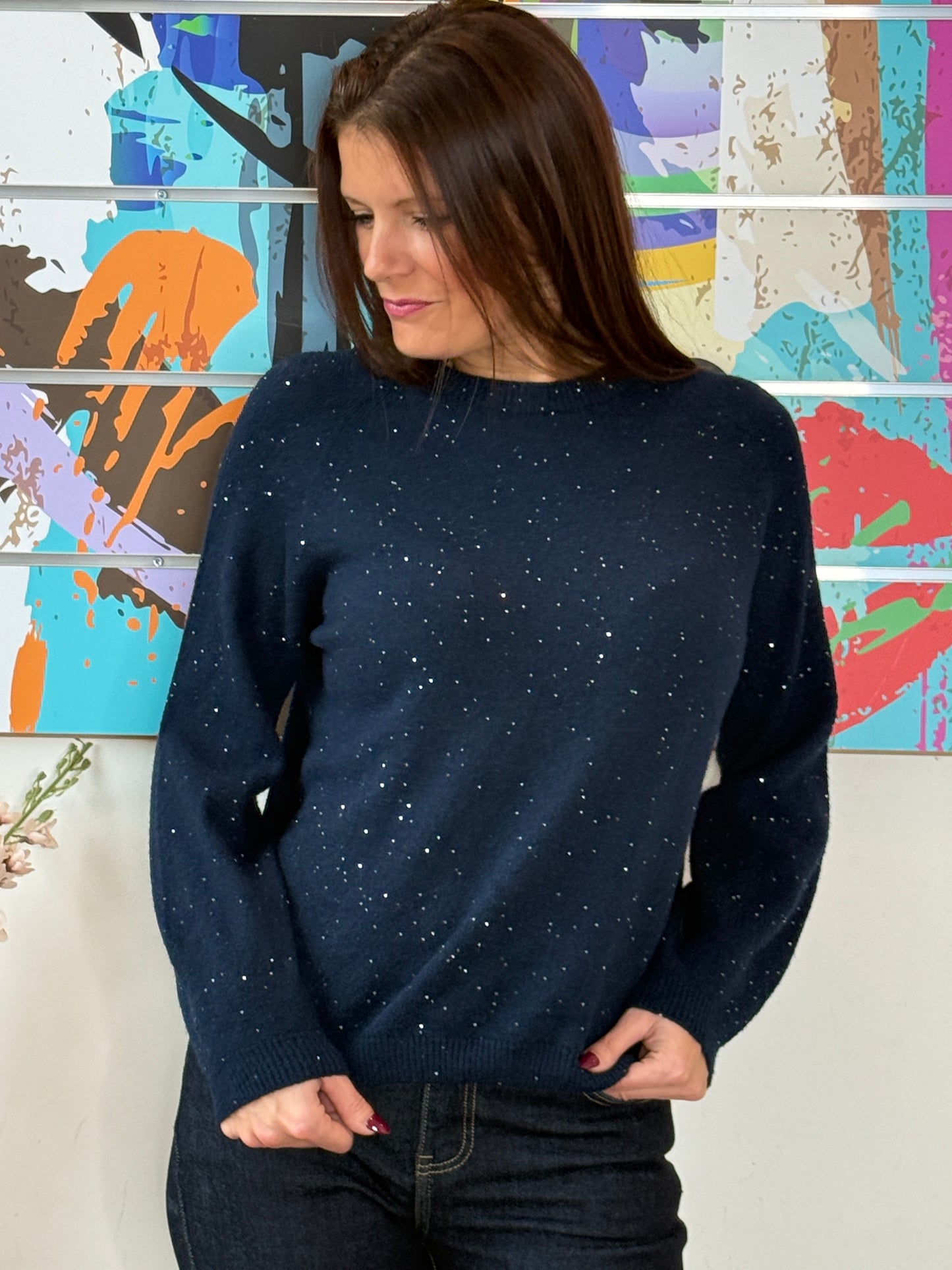 Pull Mira paillette bleu marine