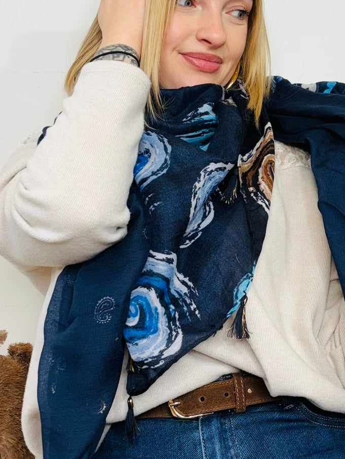 Foulard Pâquerette bleu marine