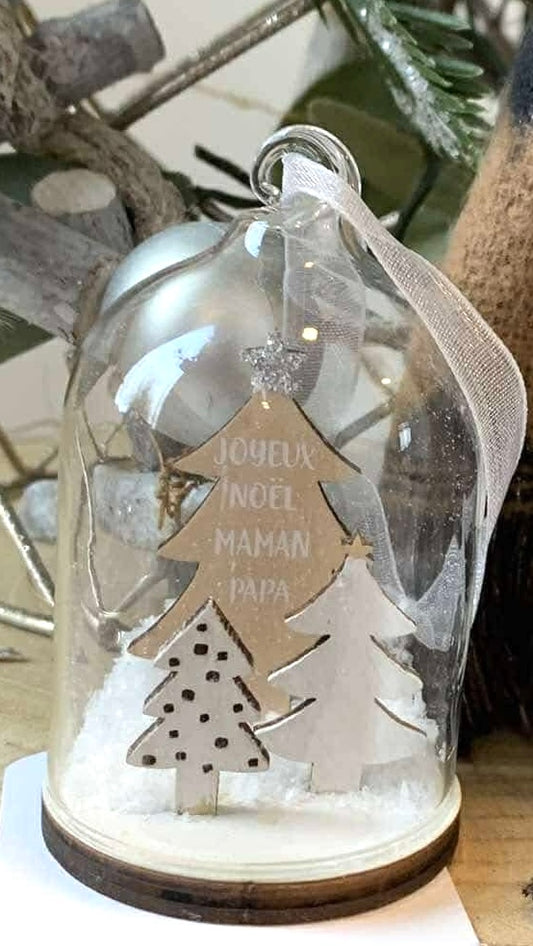 Boule de Noël à neige « Joyeux Noël papa maman »