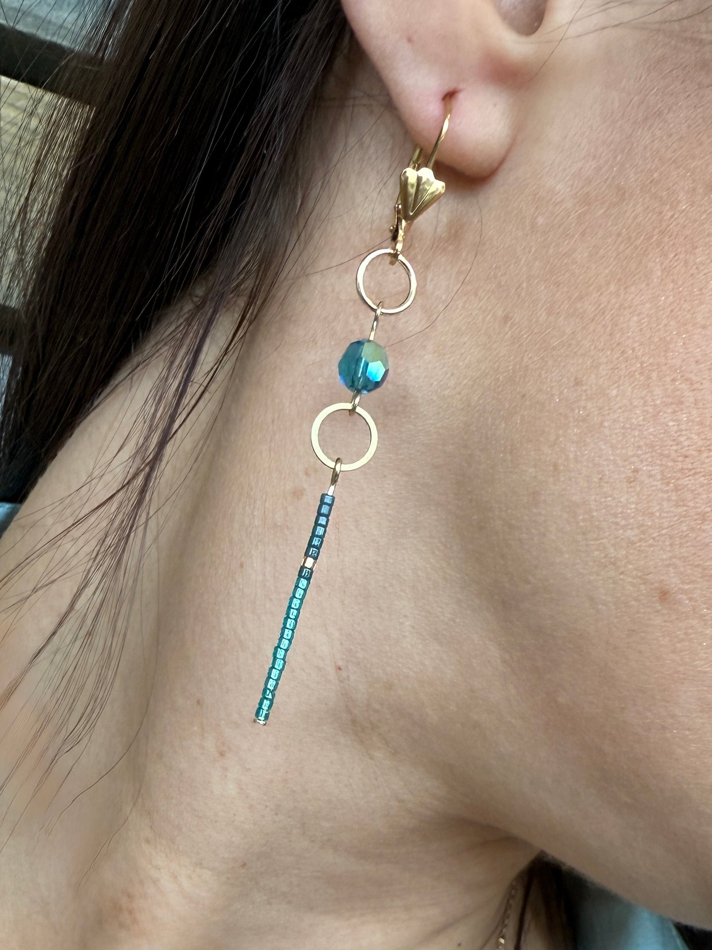 Boucles d'oreilles Nicole Cavallaro créole turquoise