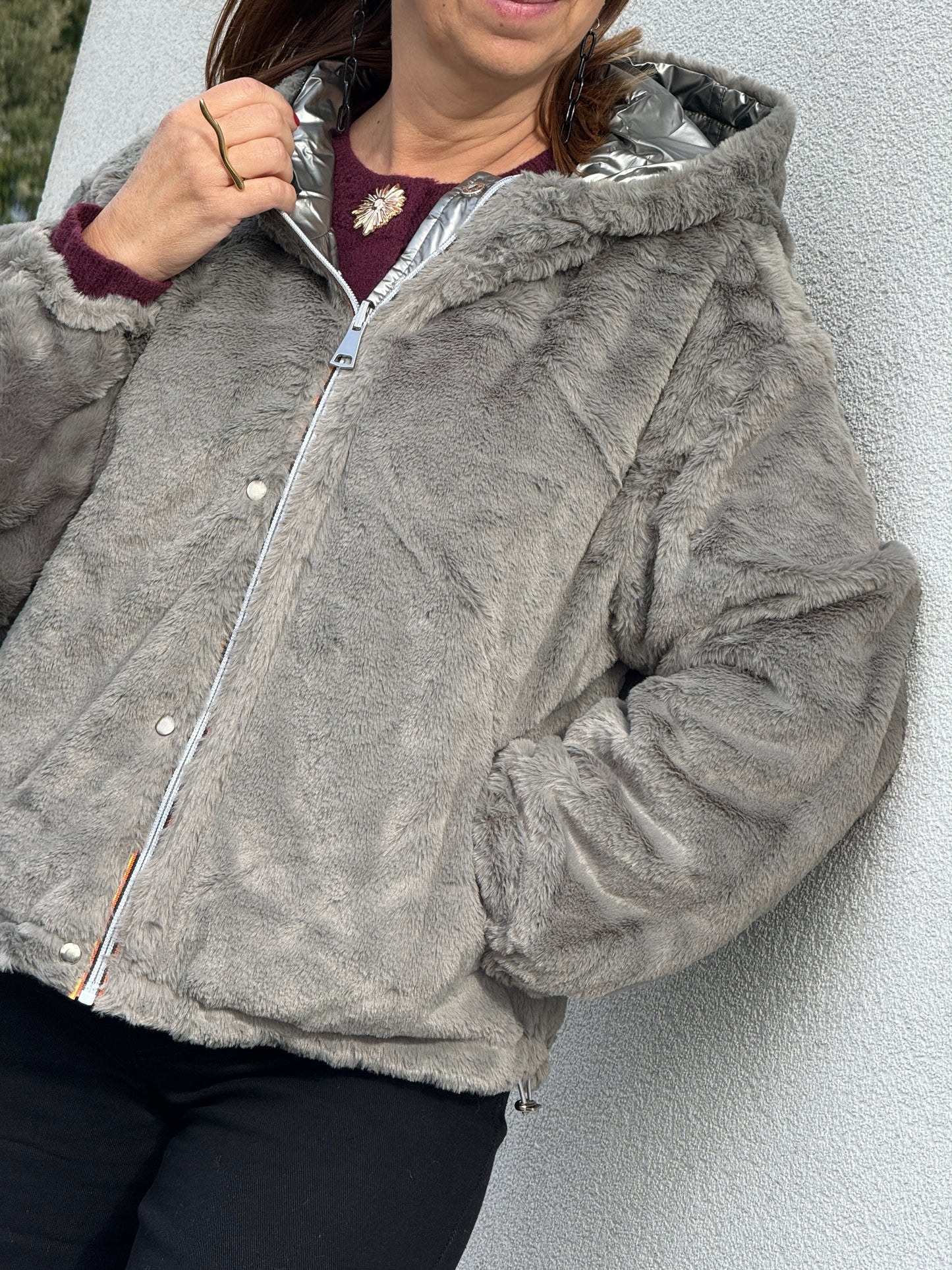 Veste réversible Molly taupe métallisé