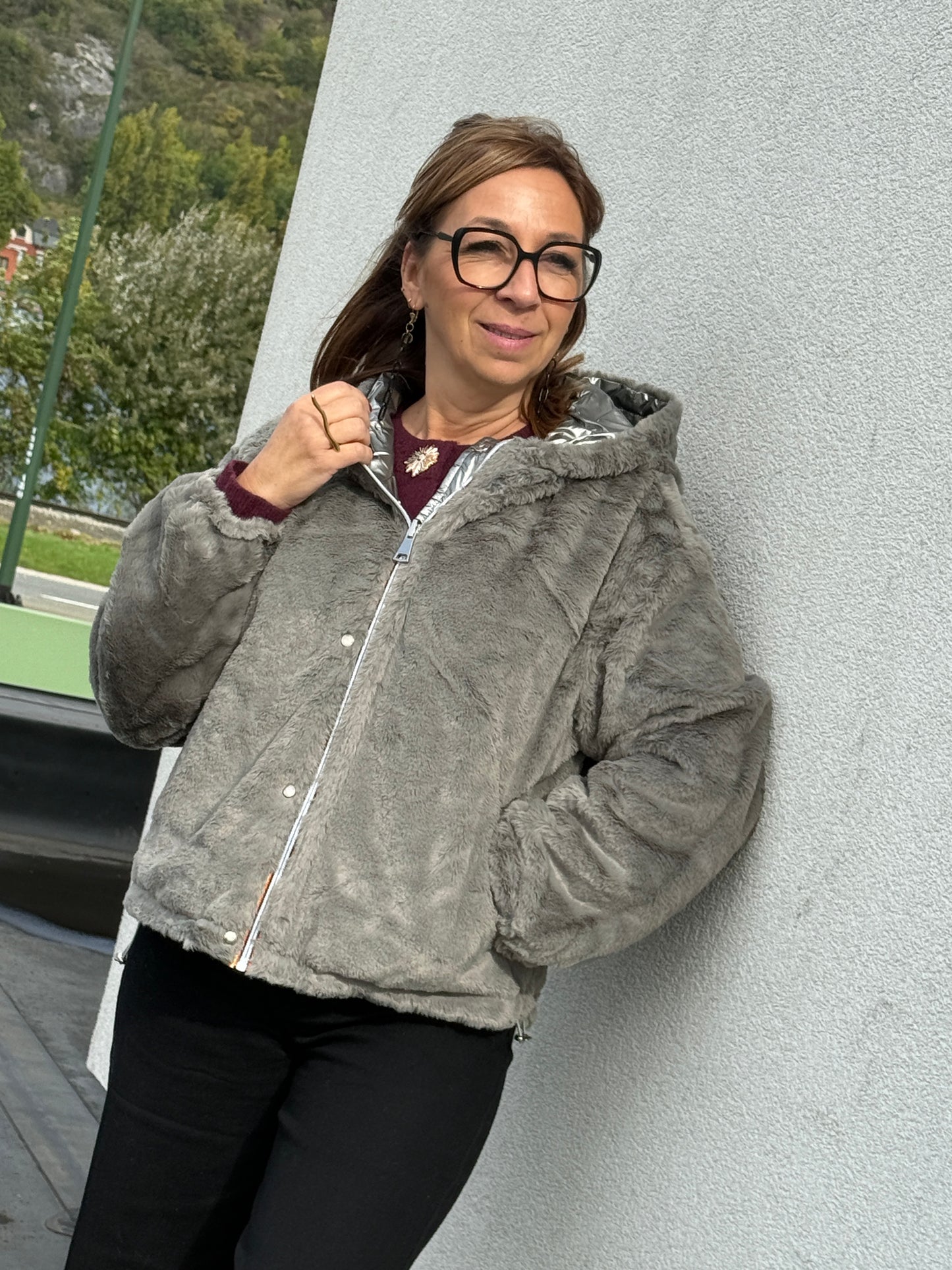 Veste réversible Molly taupe métallisé