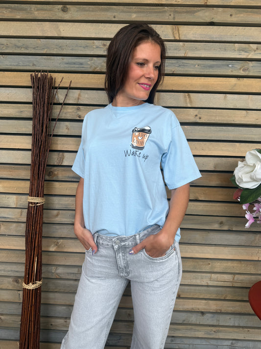 T-shirt Coffee bleu ciel