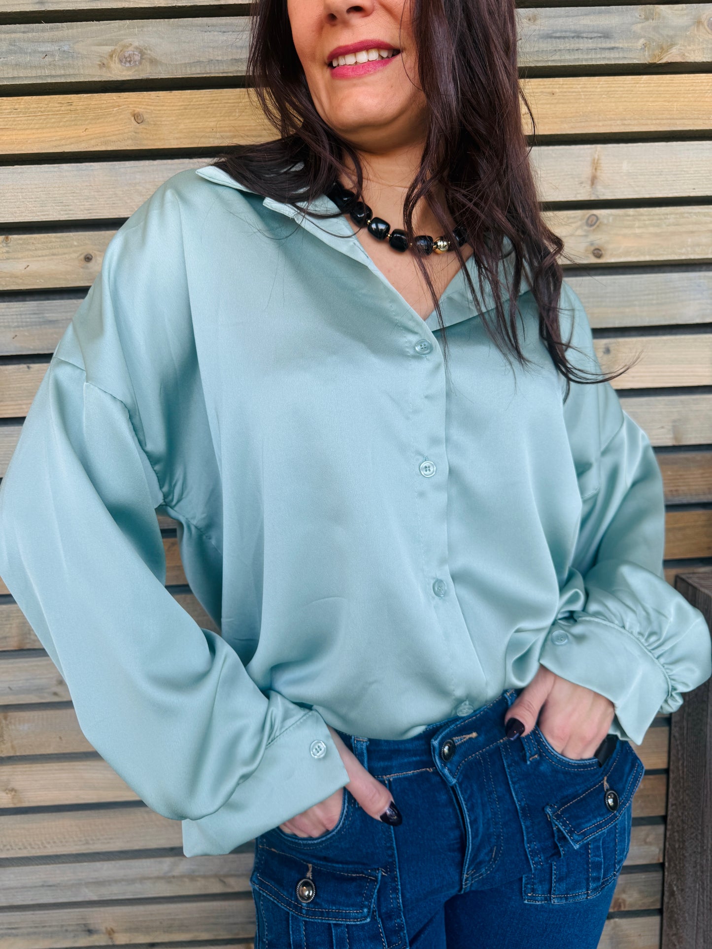 Chemisier Kayra vert sauge