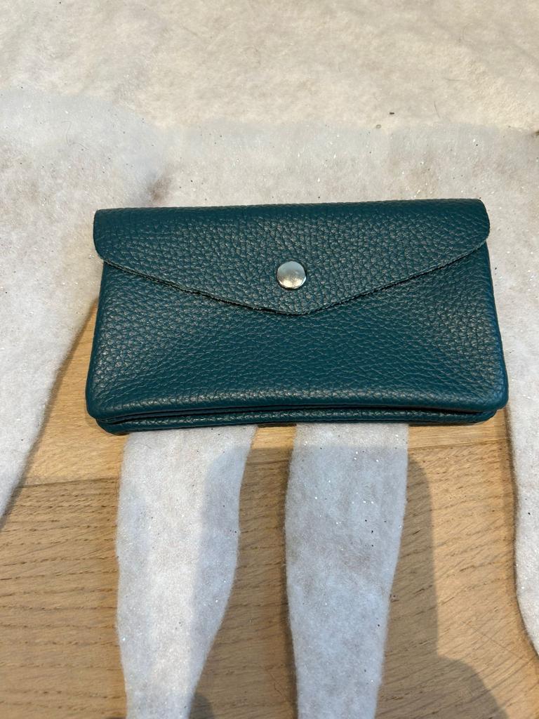 Grand portemonnaie Justine vert canard