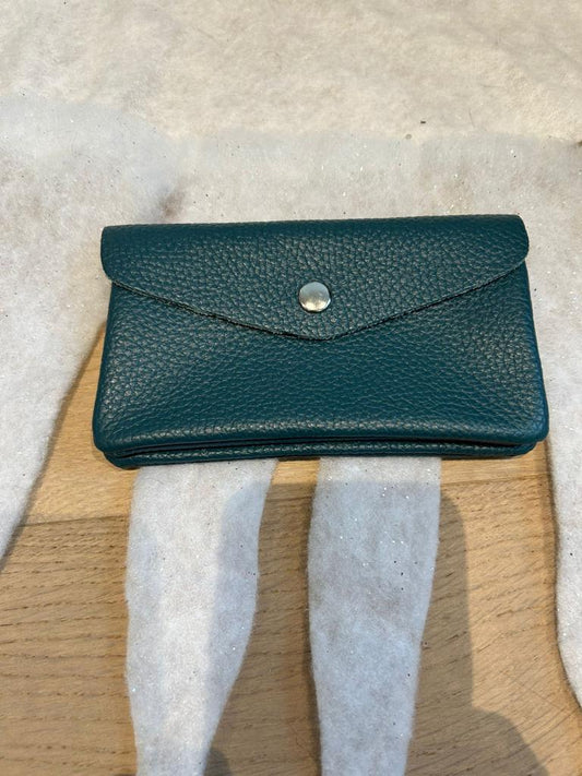 Grand portemonnaie Justine vert canard