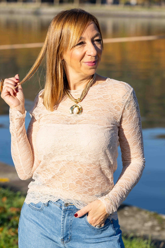 Top Lenza beige