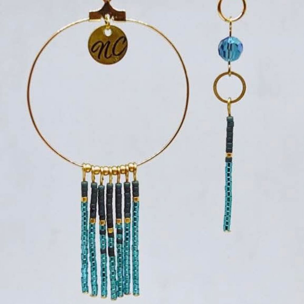 Boucles d'oreilles Nicole Cavallaro créole turquoise