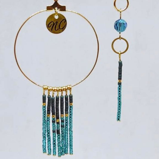 Boucles d'oreilles Nicole Cavallaro créole turquoise